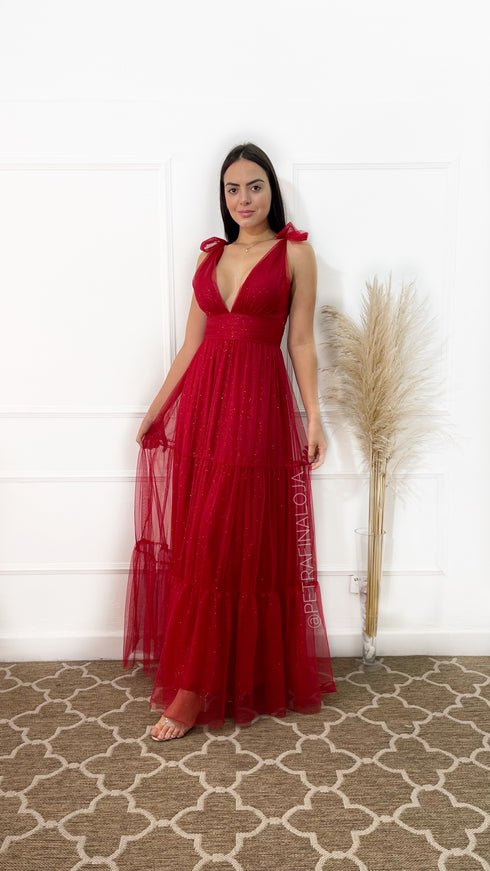 Vestido De Amarrar Três Marias VESTIDO LONGO PETRA FINA VERMELHO P